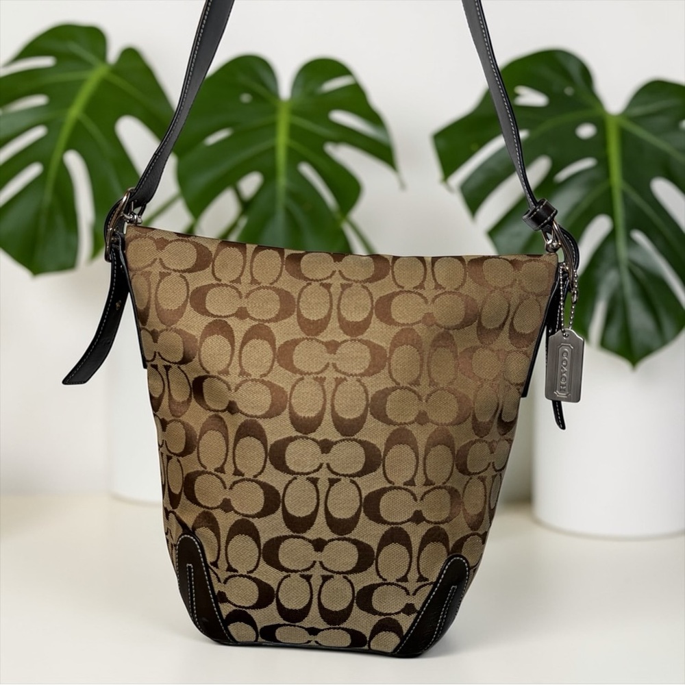Vintage Coach Brown Signature Bucket Bag